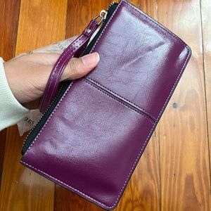 Purple Faux Leather Lonny Wristlet